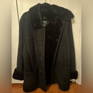 Vintage Dennis Basso Faux Fur & Leather Jacket – Black, Size M